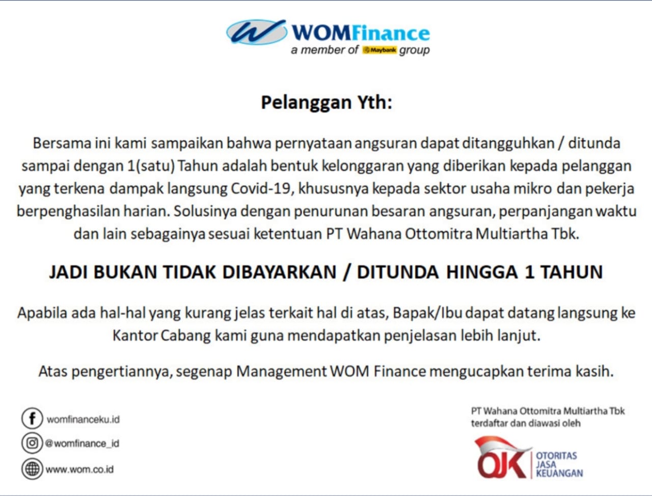 penundaan angsuran wom